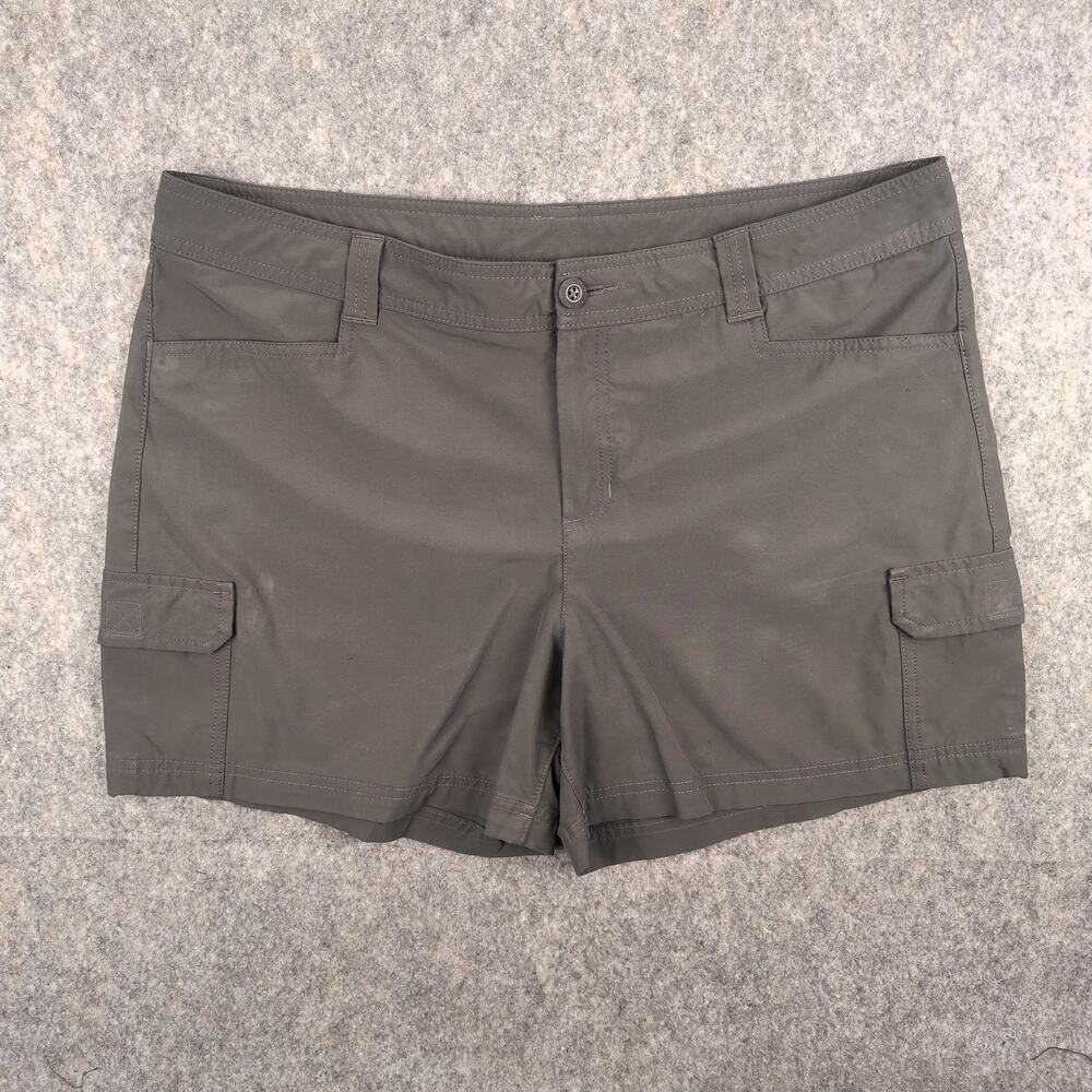 Eddie Bauer Shorts Womens 16 Gray Twill Cargo Hiking Travel Pockets Casual